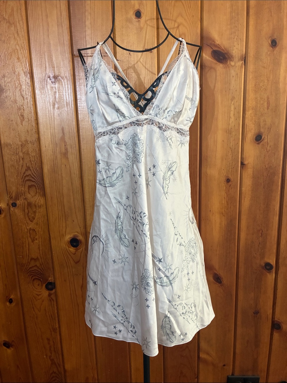 Light Blue Floral Lace-Trim Slip Dress Victoria’s Secret lounge wear large